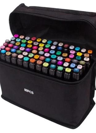 Маркери touch sketch marker black 80 шт. різнобарвні + сумка2 фото