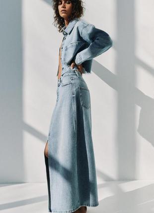 Юбка джинсовая длинная zara, размер xs