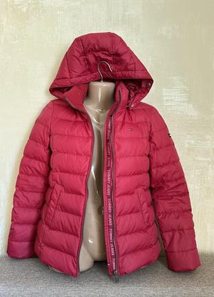 Невероятная бордовая пуховая куртка Tommy hilfiger на хс