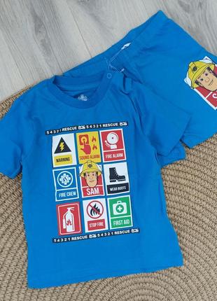 Пижама летняя футболка + шорты disney 86/92 пожарник сэм