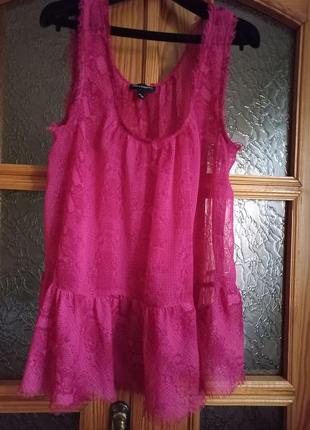 Легкая розовая р44/46евр прозрачная маечка шикарная