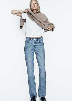 Джинсы прямого кроя slim fit с высокой посадкой zara - 34, 36, 40, 42, 44