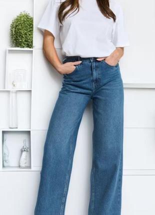 Джинсы wide leg темно синие