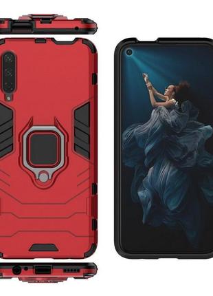 Чехол ring case для huawei p smart pro бронированный бампер с кольцом красный
