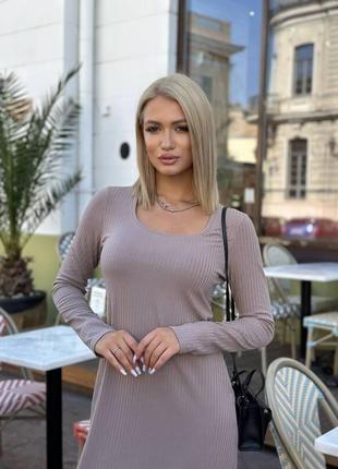 Сукня міді в рубчик7 фото