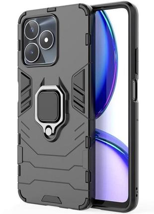 Чехол fiji ring для realme note 50 (rmx3834) бронированный бампер с кольцом подставкой черный