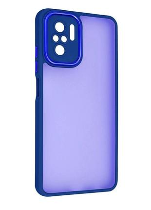 Чохол fiji lens для xiaomi poco m5s бампер матовий з захистом блока камер blue
