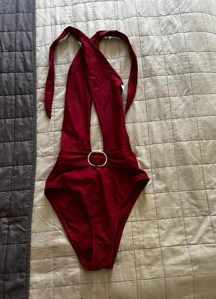 Слитный красный бордовый купальник boux avenue