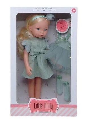 Лялька 91098 g висота 33 см, сукня, шкарпетки, обруч, в коробці