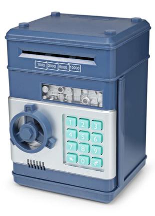 Дитяча скарбничка-сейф з кодом mk 4524 з купюроприймачем  темно-синій