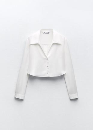 Сатиновая укороченная рубашка от zara