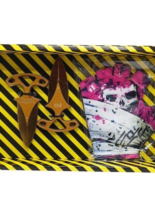 Сувенірні ножі дерев'яні набір box "gold daggers" gdag-b