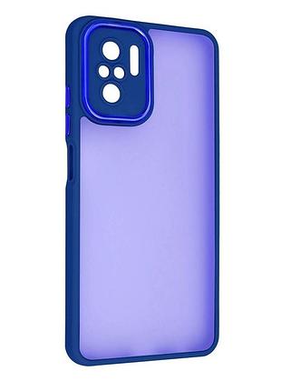 Чехол fiji lens для xiaomi redmi note 10 / note 10s бампер матовый с защитой блока камер blue