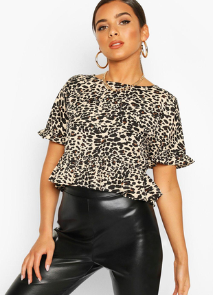 Леопардовый топ кроп -топ