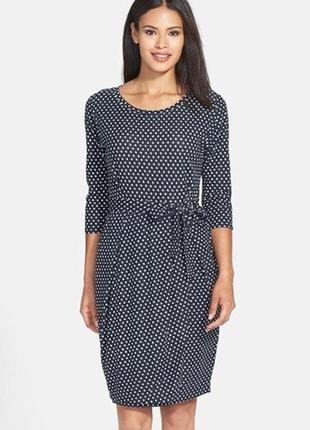 Платье в горох max mara weekend, темно синее платье с запахом, брендовое платье в горошек, платье в горошек с поясом, базовое платье оригинал