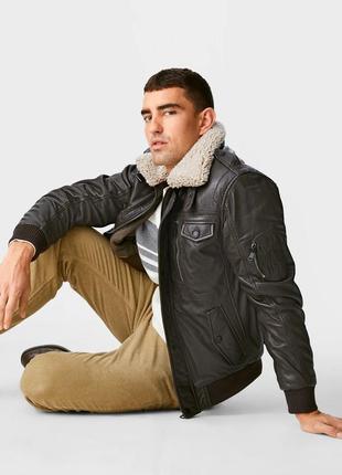 Куртка зимняя мужская кожаная c&a р. l