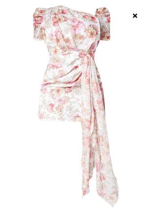 Платье со шлейфом цветочный принт