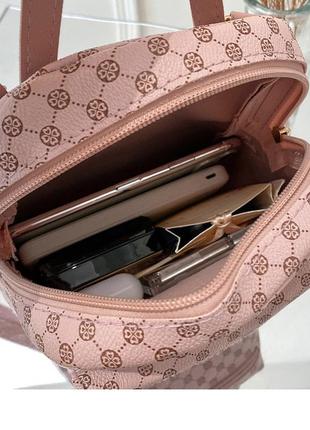 Маленька сумка-рюкзак для телефона з плечовим ремінцем рожева pink5 фото
