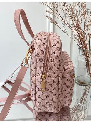 Маленькая женская сумка-рюкзак для телефона с плечевым ремешком розовая pink3 фото