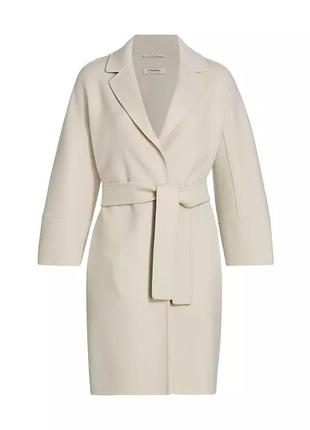 Шерсяное пальто max mara, пальто из натуральной шерсти, базовое пальто, брендовое пальто, пальто прямого кроя, пальто с поясом, дорогое пальто