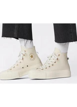 Converse all star platform   женские кожаные кроссовки/кеды высокие