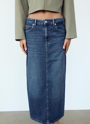 Джинсовая длинная юбка zara