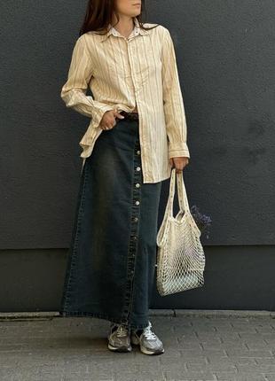 Ralph lauren довга біжева шовкова сорочка у смужку, розмір 8, м