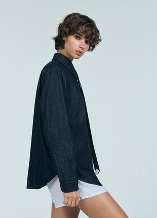 Джинсова сорочка trf з вирізом3 фото