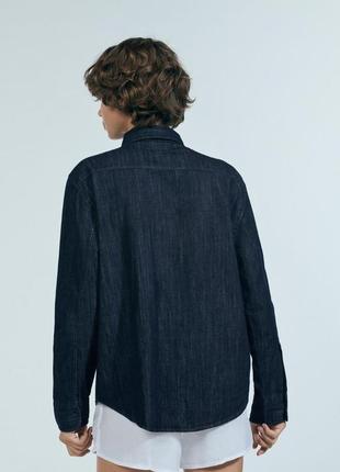 Джинсова сорочка trf з вирізом4 фото