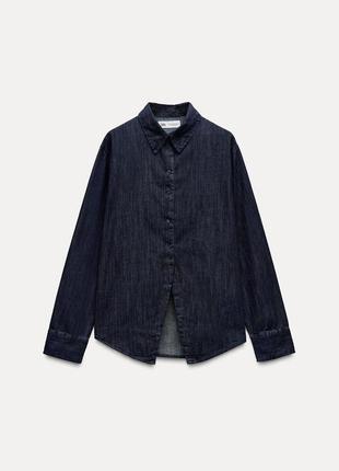 Джинсова сорочка trf з вирізом5 фото