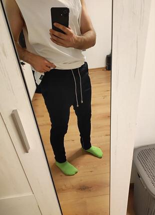 Брюки штани чоловічі чорні slim з резинкою на поясі h&m, розмір m - l
