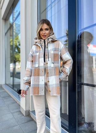 Твидовая рубашка в клетку на пуговицах