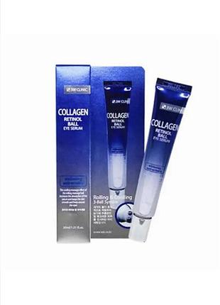 Сыворотка-роллер для глаз с коллагеном и ретинолом 3w clinic collagen retinol ball eye serum 30 мл