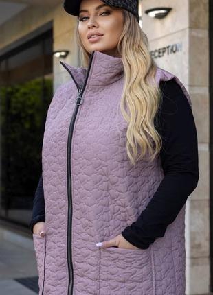 Жилет стёганый женский жилетка безрукавка удлиненная на молнии теплая не промокает...