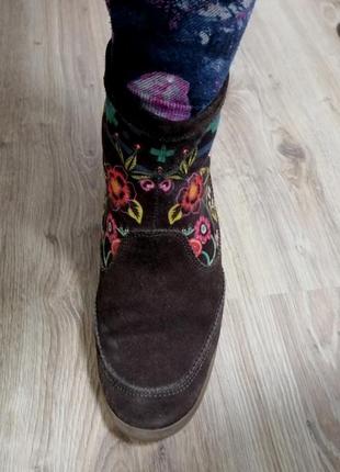 Сапожки desigual 40 деми  кожа цветы нюансы7 фото