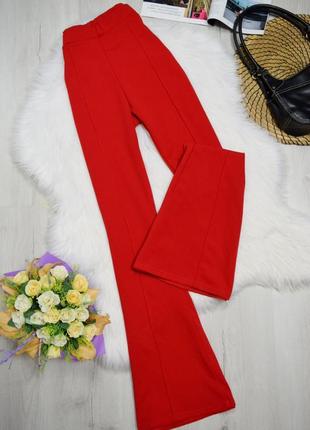 Брюки красные клешные брюки лосины