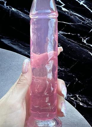 Реалістичний фаллоїмітатор на присоску jelly dildo l 21,5 см рожевий