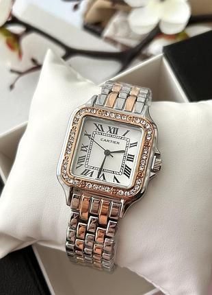 Часы женские в стиле картье, новинка, годинник жіночий, комбі, двохкольоровий, топ, квадратний циферблат