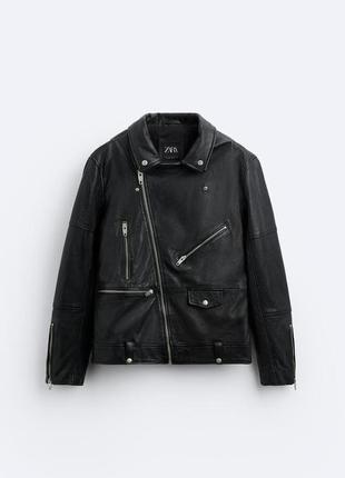 Новая кожаная куртка zara ( натуральная кожа) косуха s, m