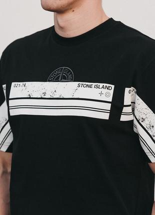 Мужская футболка хлопковая stone island 100% cotton / стон айленд черная летняя одежда5 фото