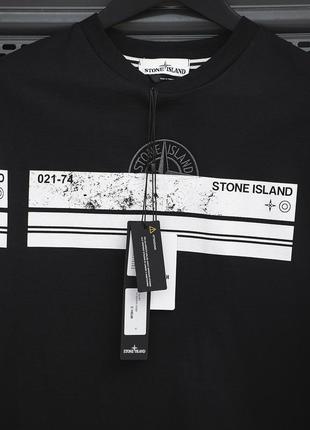 Чоловіча футболка бавовняна stone island 100% cotton / стон айленд чорна літній одяг3 фото