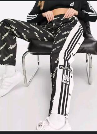 Штаны спортивные blue adidas originals на кнопках adibreak