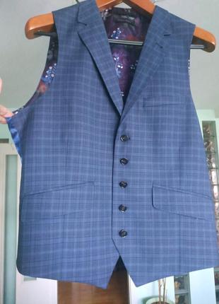 *шерстяной жилет классический синий в клетку*ted baker*новый*