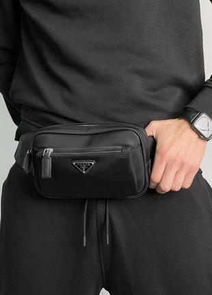 💎 prada black nylon bumbag 21 х 13 х 6 см