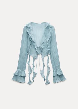 Плиссированный топ с воланами