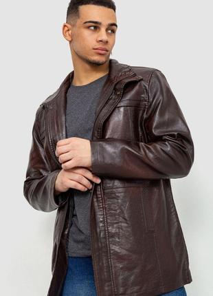 Куртка чоловіча демісезонна екошкіра, колір коричневий, 243r17031 фото