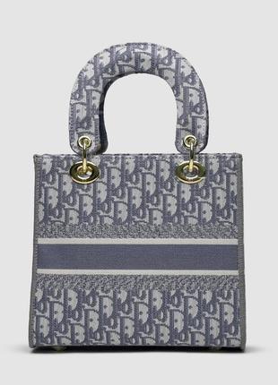 💎 christian dior medium lady d-lite bag grey 23 х 19 х 11 см3 фото