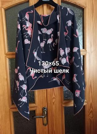 Шелковый шарф fabric frontline zurich с фламинго палантин шаль винтаж шикарный