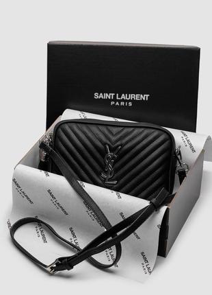 Saint laurent lou quilted camera bag black/silver 22.5 x 16 x 7.5 см3 фото