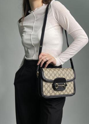 Gucci horsebit 1955 large bag grey/black 24 х 18 х 6 см